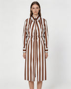 Cotton Striped Shirred Convertible Shirt Dress Suitpure