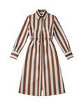Cotton Striped Shirred Convertible Shirt Dress Suitpure