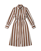Cotton Striped Shirred Convertible Shirt Dress Suitpure
