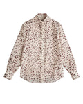 Caramel Speckled Mandarin Blouse with Self-Tie Suitpure
