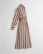 Cotton Striped Shirred Convertible Shirt Dress Suitpure