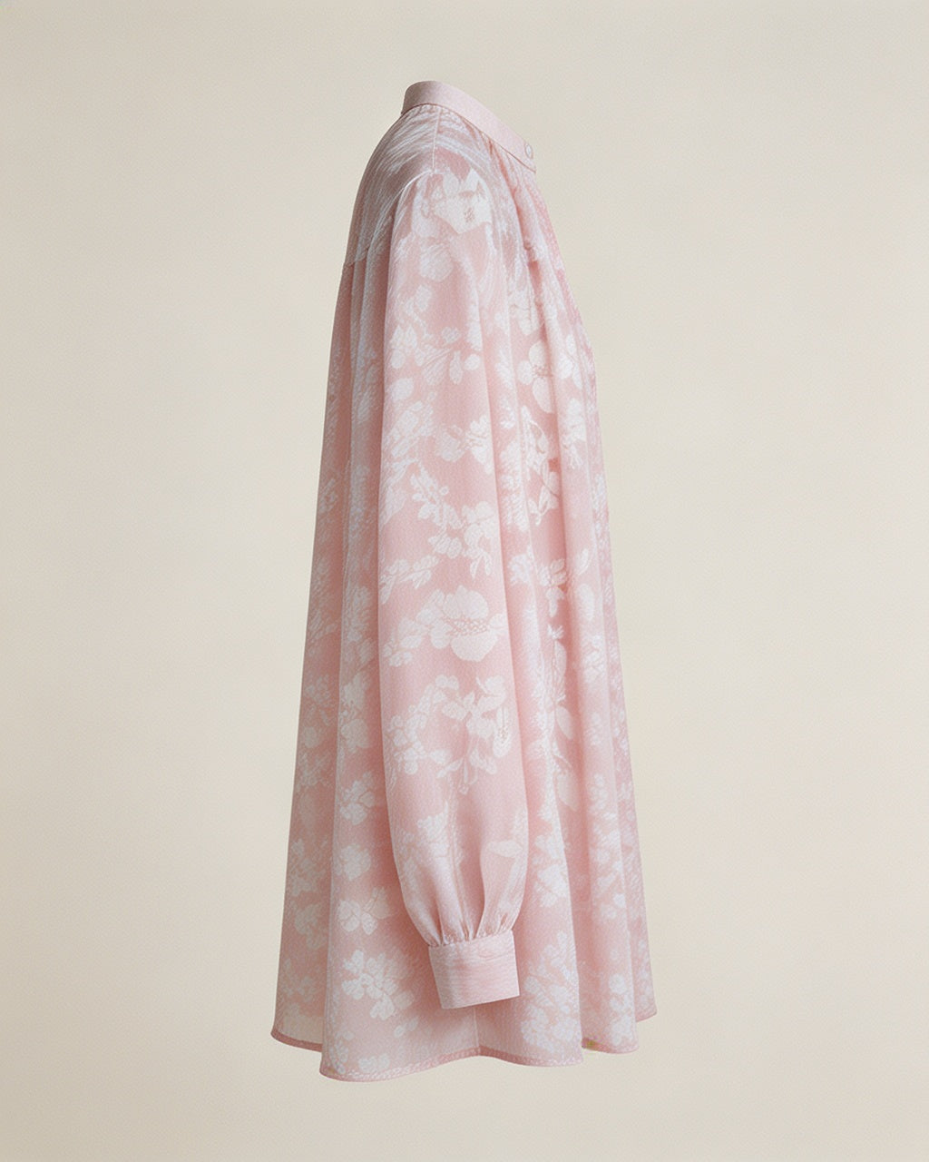 Pink Floral Stand Collar Blouse Suitpure