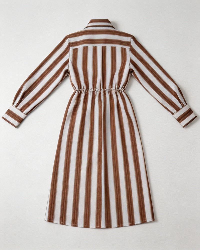 Cotton Striped Shirred Convertible Shirt Dress Suitpure
