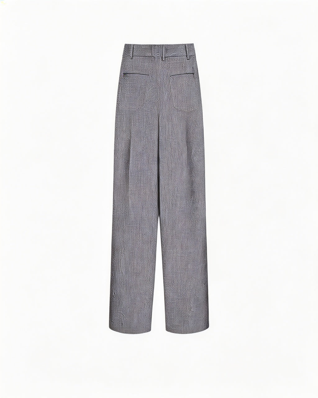 Black White Houndstooth Slub Linen High-Rise Wide-Leg Trousers Suitpure