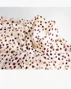 Caramel Speckled Mandarin Blouse with Self-Tie Suitpure