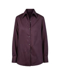 Dark Plum Tencel Linen One-Piece Collar Minimalist Blouse Suitpure