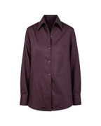 Dark Plum Tencel Linen One-Piece Collar Minimalist Blouse Suitpure
