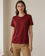 Tencel Wool Cooling Soft Crewneck T-Shirt | Regular Shoulder Suitpure