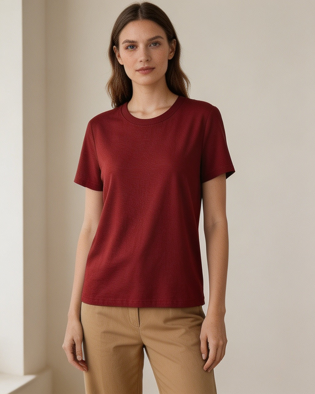 Tencel Wool Cooling Soft Crewneck T-Shirt | Regular Shoulder Suitpure