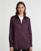 Dark Plum Tencel Linen One-Piece Collar Minimalist Blouse Suitpure