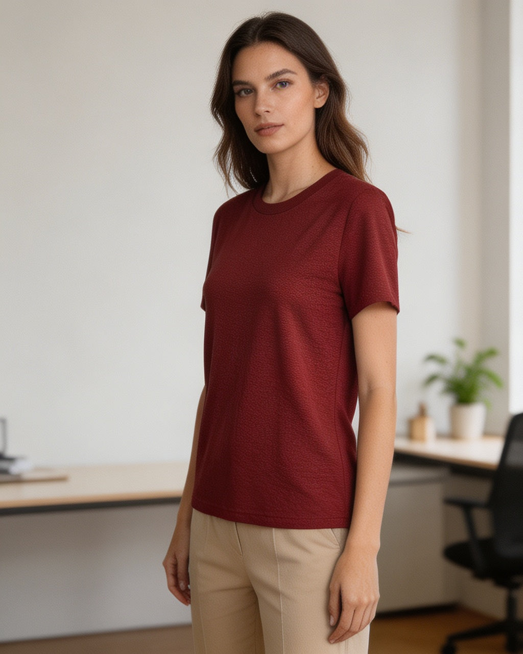 Tencel Wool Cooling Soft Crewneck T-Shirt | Regular Shoulder Suitpure
