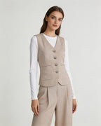 Relaxed Fit Linen Stripe Vest & Wide-Leg Pants Set Suitpure