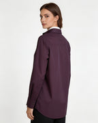 Dark Plum Tencel Linen One-Piece Collar Minimalist Blouse Suitpure
