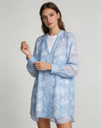 Sky Blue V-Neck Shirred Oversized Blouse Suitpure