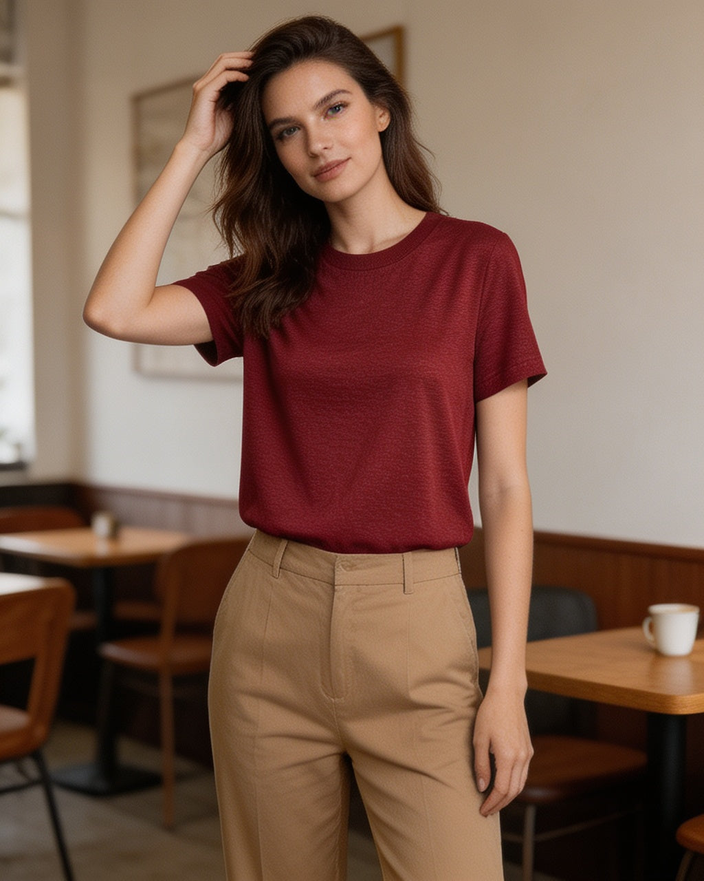 Tencel Wool Cooling Soft Crewneck T-Shirt | Regular Shoulder Suitpure