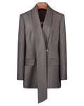 Imported Wool Shawl Collar Blazer with Self-Tie Suitpure