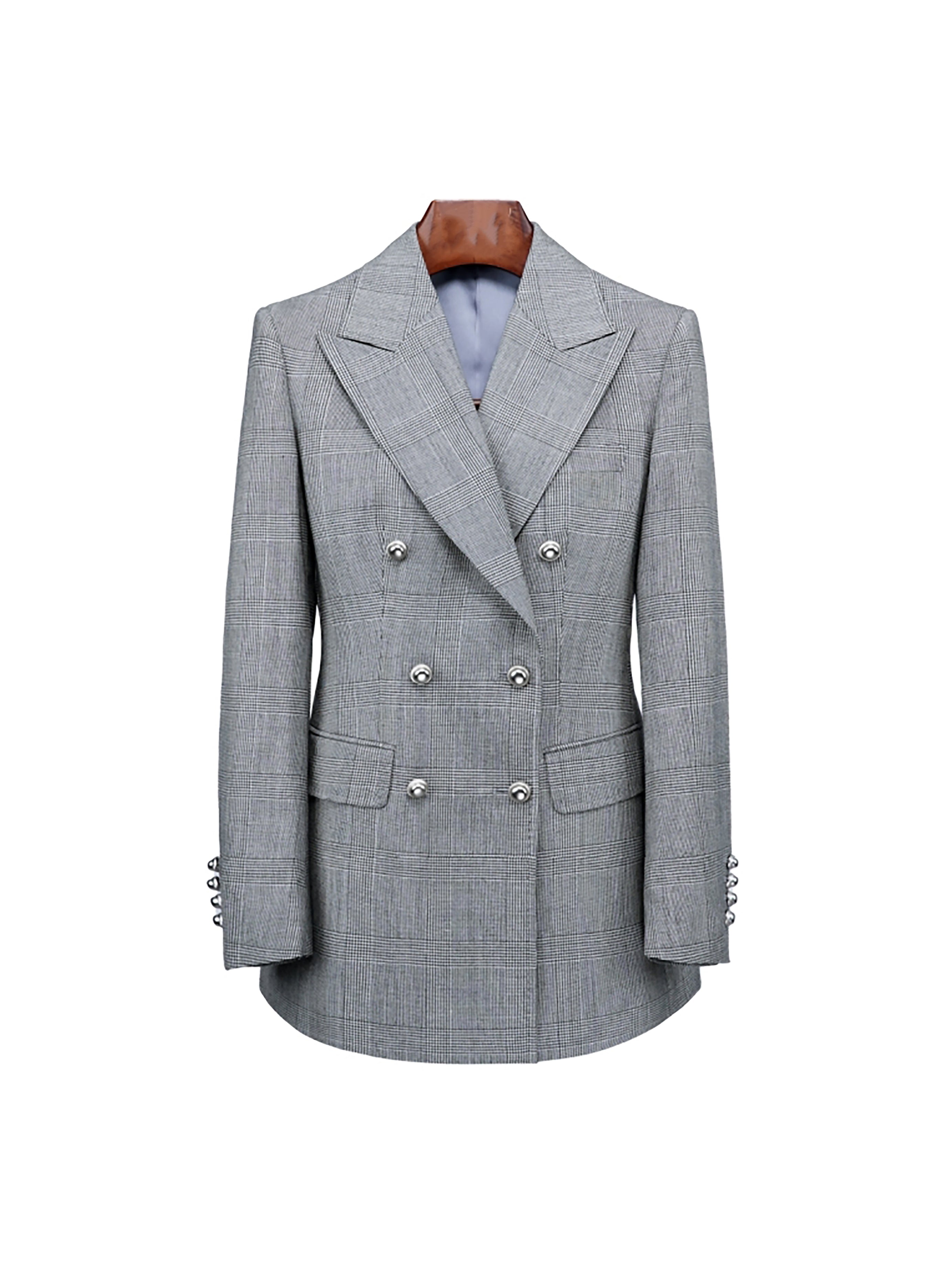 Puer Wool Prince of Wales Check Ladies Oversized Jacket Suitpure