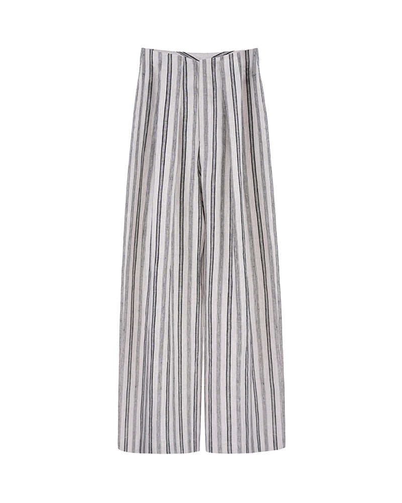 High Striped Linen Palazzo Suitpure