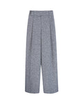 Black White Houndstooth Slub Linen High-Rise Wide-Leg Trousers Suitpure