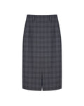 Grey Tone Welsh Plaid Straight Midi Skirt with Back & Front Slits