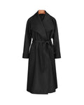 Black Twisted Silk Texture Wide Lapel Trench Coat
