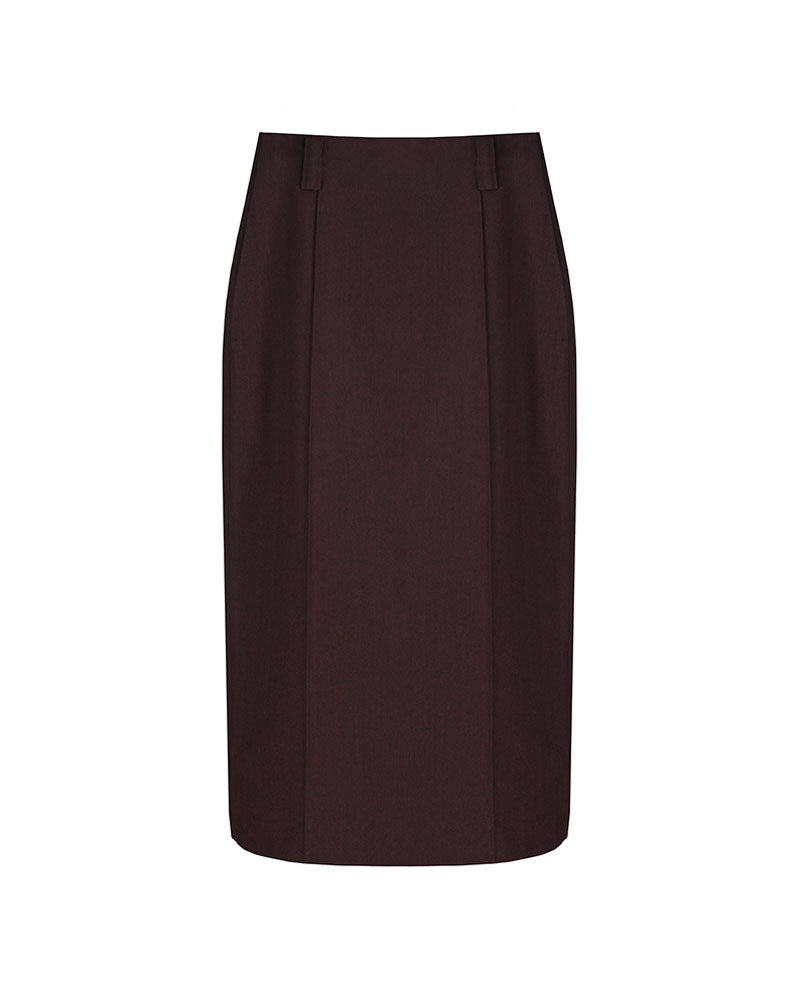 Integrated Waist Boned Textured Midi Skirt