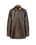 Ebony Brown Wax-Finish Textured Blouse