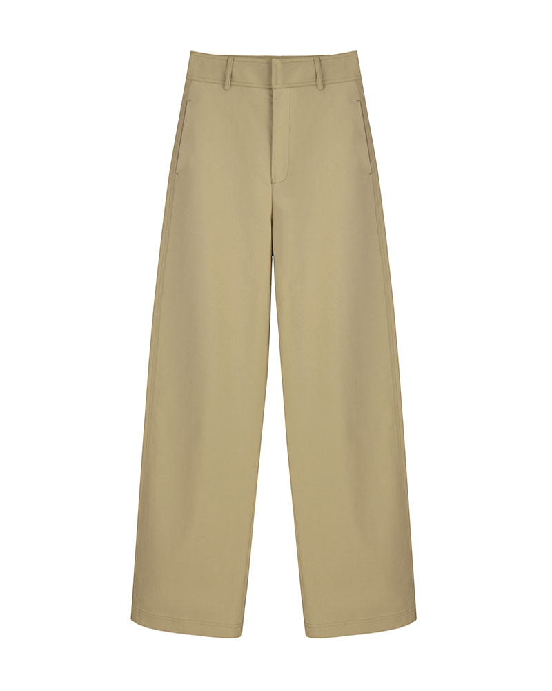 Khaki Sculptural Silhouette Casual Trousers