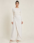 Women Asymmetric Wrap Front Irregular Slant Cut Wide Leg Pants Suitpure