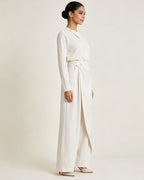 Women Asymmetric Wrap Front Irregular Slant Cut Wide Leg Pants Suitpure