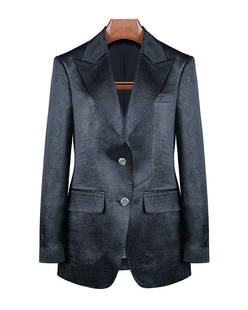Black Textured Peak Lapel Blazer | Casual Sport Coat Suitpure