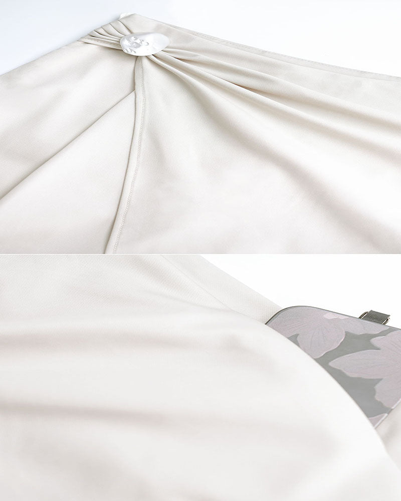 Women Asymmetric Wrap Front Irregular Slant Cut Wide Leg Pants Suitpure