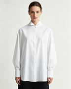 Elegant Summer Wing Collar Blouse with French Cuffs Suitpure