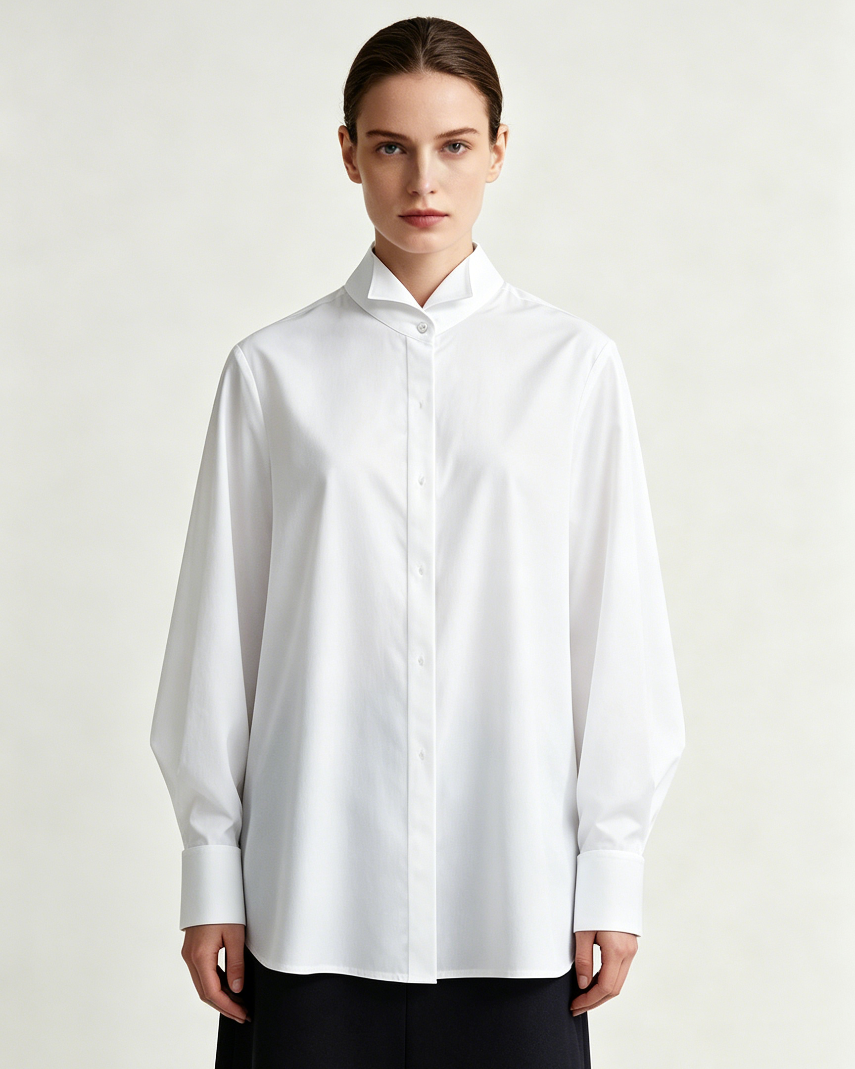 Elegant Summer Wing Collar Blouse with French Cuffs Suitpure