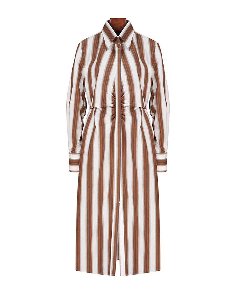 Casual Striped Button-Down Shirt Dress for Women Suitpure