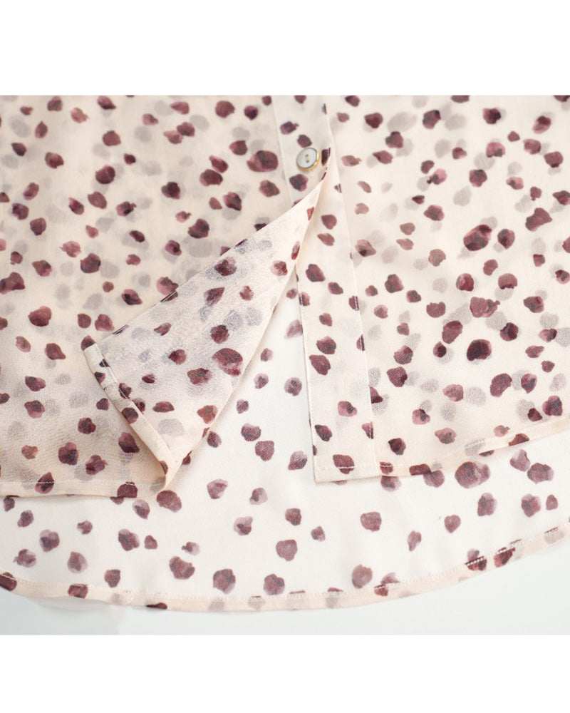 Caramel Speckled Mandarin Blouse with Self-Tie Suitpure