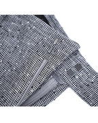 Black White Houndstooth Slub Linen High-Rise Wide-Leg Trousers Suitpure