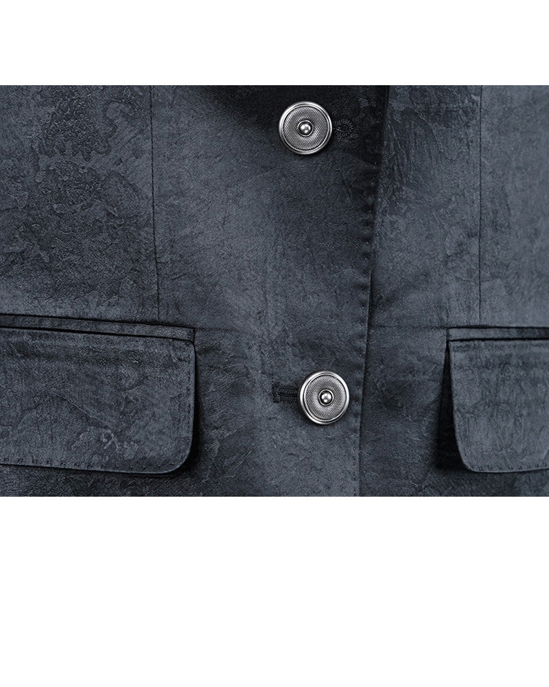 Black Textured Peak Lapel Blazer | Casual Sport Coat
