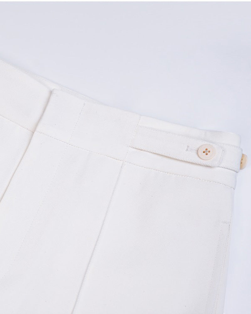 Acetate Cotton Long Straight Trousers with Belt Loops Suitpure