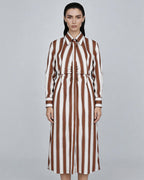 Casual Striped Button-Down Shirt Dress for Women Suitpure