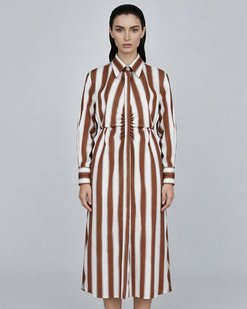 Casual Striped Button-Down Shirt Dress for Women Suitpure