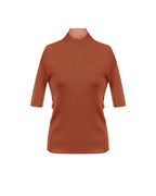 Mock Neck Short Sleeve Knit Top