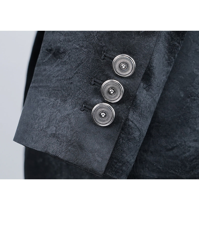 Black Textured Peak Lapel Blazer | Casual Sport Coat