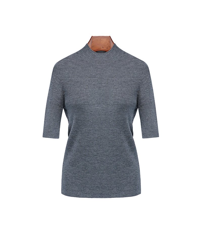 Mock Neck Short Sleeve Knit Top