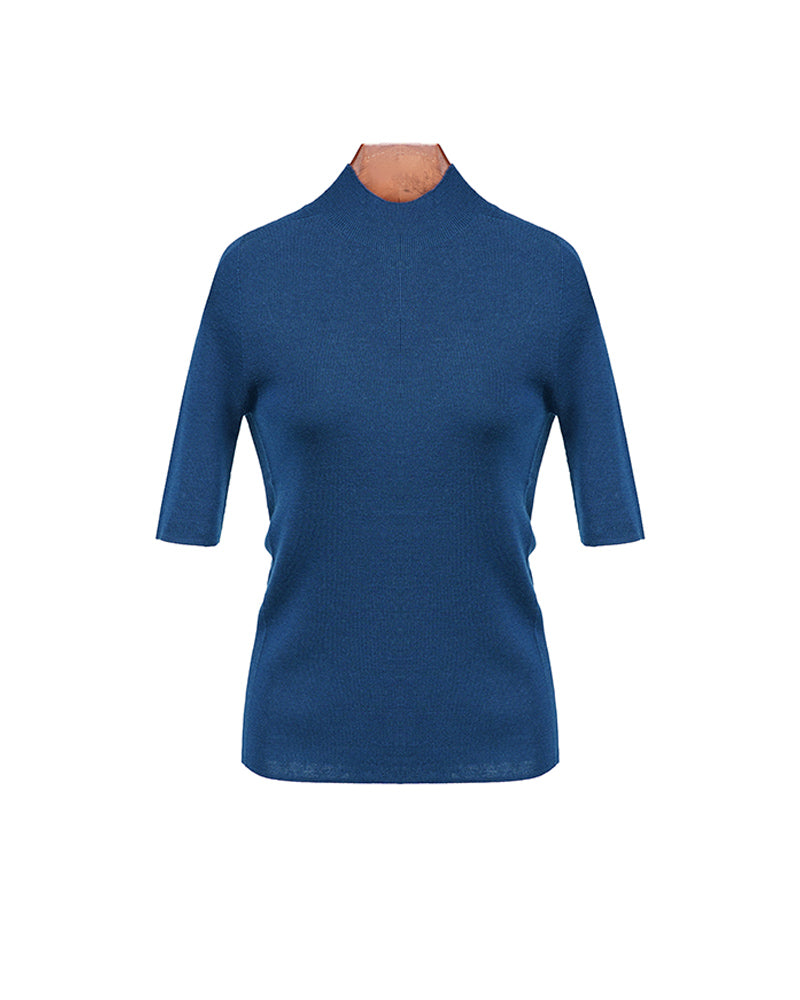 Mock Neck Short Sleeve Knit Top