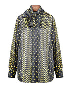 Yellow Polka Dot Chiffon Blouse | Self-Tie Detail Suitpure