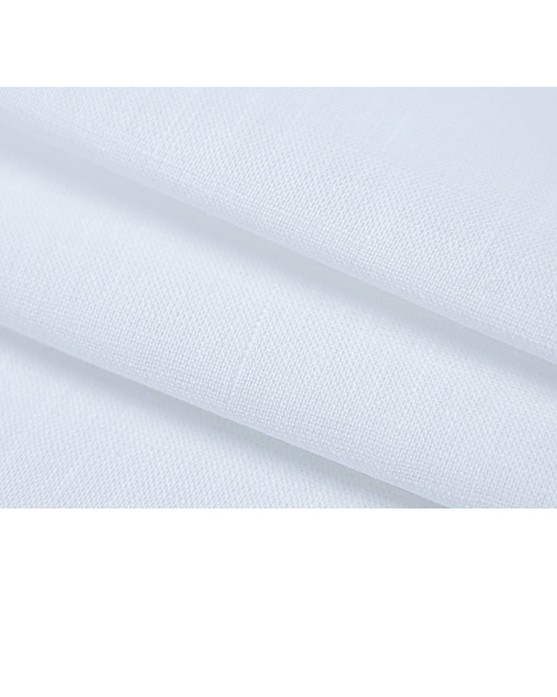 Relaxed Mandarin Collar Linen-Cotton Minimalist Shirt Suitpure
