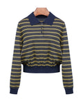 Polo Collar Stripe Knit in Navy & Yellow Suitpure
