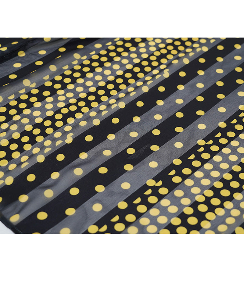 Yellow Polka Dot Chiffon Blouse | Self-Tie Detail Suitpure