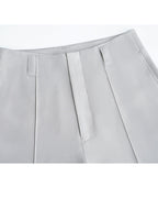 Luminous White Straight Trousers | Continuous Waistband Suitpure